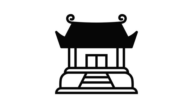 Buddhist temple icon animation best object on white background