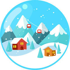 Fototapeta na wymiar winter landscape with houses