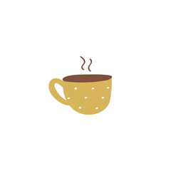 Doodle mug icon. Vector hand colored drawn illustration