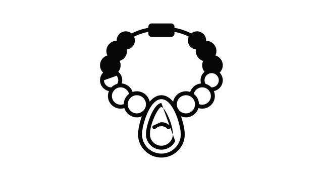 Fashion pearl necklace icon animation best object on white background