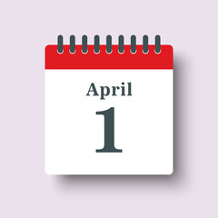 Icon day date 1 April, template calendar page
