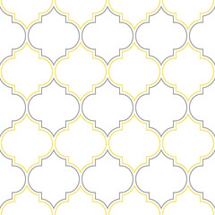 Illuminating yellow and ultimate gray seamless pattern. Abstract geometric pattern in arabic style. Simple vector seamless design for background, paper, textile, wallpaper. Traditional ornament