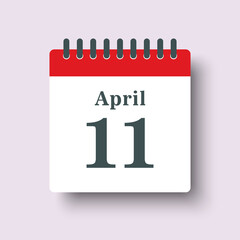 Icon day date 11 April, template calendar page