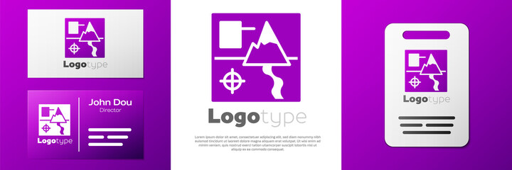 Logotype Folded map icon isolated on white background. Logo design template element. Vector.