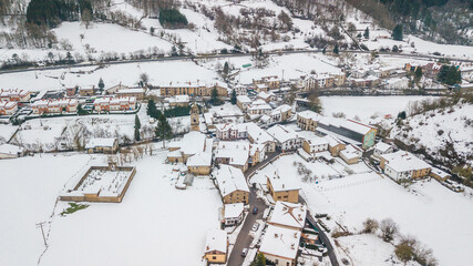 Fototapeta na wymiar aerial view of otxandio basque town