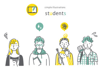 いろいろな学部の大学生のおしゃれでシンプルな線画イラストセット Plexiglas