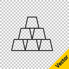 Black line Gold bars icon isolated on transparent background. Banking business concept. Vector Illustration.