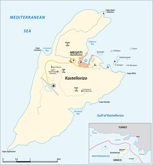 Obraz premium vector map of the greek mediterranean island of Kastellorizo