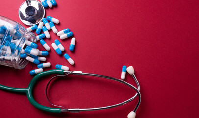 Health care accessories. Free space for layout and template. Idea for basic doctor tools in...
