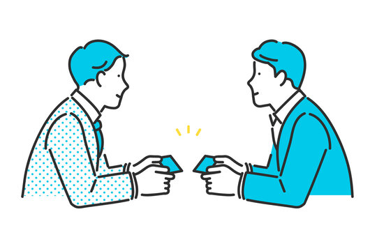 取引先と名刺交換をするビジネスパーソンのイラスト素材 Stock Vector Adobe Stock