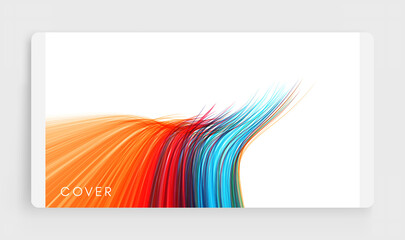 Colorful wavy lines. Abstract template with variegated thin strips. 3d vector illustration for banner, flyer, poster, cover or brochure.
