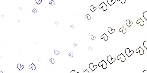 Light Pink, Green vector template with doodle hearts.