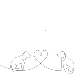 Valentines day background with puppy dog love heart, vector illustration