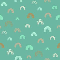 Pattern with rainbows in vintage style. Textiles of the children's room, clothing, bed linen. Rainbow, sky.