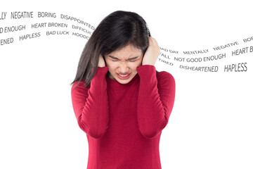 young asian woman feeling stressed by various problems