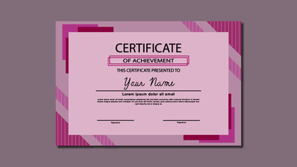 Pink template design certificate