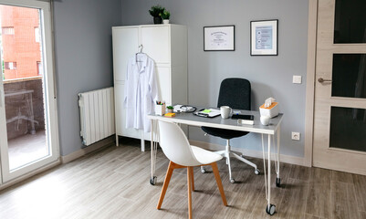 Fototapeta na wymiar Interior of empty doctor's office with terrace