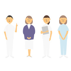 Vector illustration of multiple nurses