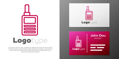 Logotype line Baby Monitor Walkie Talkie icon isolated on white background. Logo design template element. Vector.