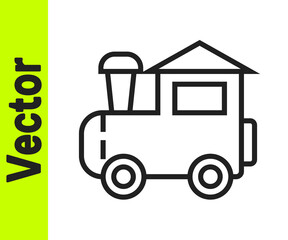 Black line Toy train icon isolated on white background. Vector.