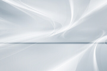 Awesome white and grey abstract background. Futuristic perspective motion waves  design.
