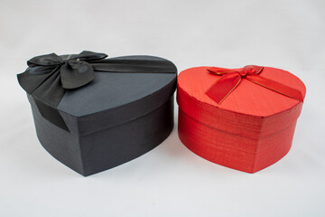 Valentine's day gift box with heart, empty heart box, open and closed gift box with lid