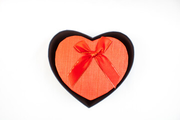 Valentine's day gift box with heart, empty heart box, open and closed gift box with lid