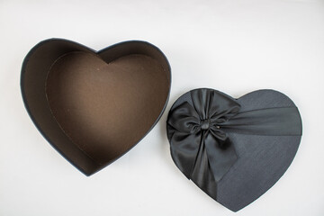 Valentine's day gift box with heart, empty heart box, open and closed gift box with lid
