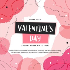 Valentine's Day sale banner with abstract shapes. Vector illustration