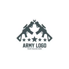 army, assault rifles, gun logo, emblem isolated on white, vector 