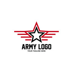 Obraz premium Star with stripes military icon. Logo template. Vector illustration. 
