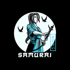 Samurai girl illustration