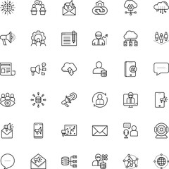 communication vector icon set such as: hub, learner, integration, distance, settings, info, instruction, protection, go, cooperation, corporate, click, demonstrate, generate, globe, look, link