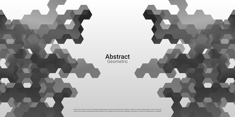 Abstract decorative background with geometric shapes in black, gray, and white. It is suitable for posters, flyers, banners, websites, etc. Vector illustration