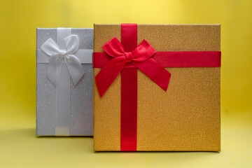 Gift boxes for man and woman. Gift boxes of different colors. Gifts for lovers