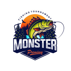 Fishing logo design template illustration . Sport fishing Logo
