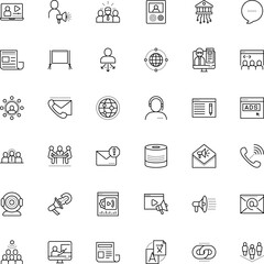 communication vector icon set such as: tech, copywriting, lens, affiliate, cloud, audience, ui, learn, generating, assistance, listening, revenue, vocabulary, side, financial, laptop, receive, safety