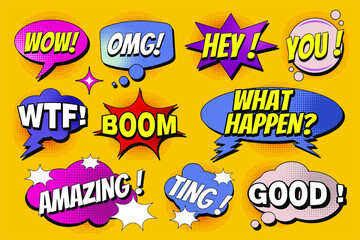 Colourful speech bubbles with different expressions