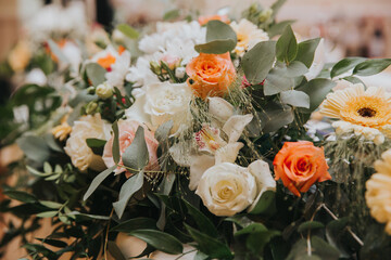 Beautiful wedding decoration at reception. 