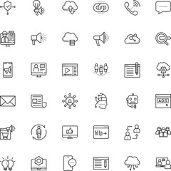 Fototapeta premium communication vector icon set such as: scream, school, bar, engine, affiliate, letter, referral, chatting, film, player, thumb, target, metal, compliance, investment, teaching, health, mentor, help