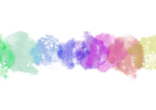 Regenbogen Pastelllook - Aquarell und metallischer Glanz mit floralen Elementen