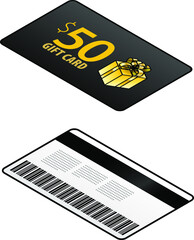 A $50 gift card, front and back.