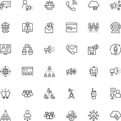 communication vector icon set such as: tribune, objective, two, relations, pointer, chatterbot, payment, target, content, bitrate, corporation, patient, campaign, loyalty, transmission, class