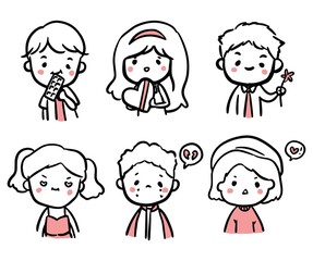 hand drawn cute kids valentine simple illustration
