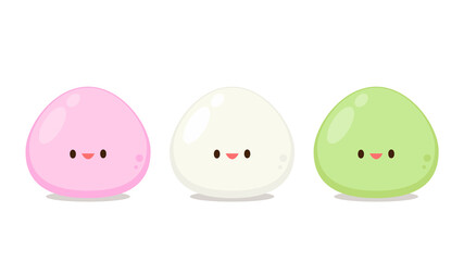 Daifuku character vector. Daifuku on white background. Daifuku is Japanese desserts.
