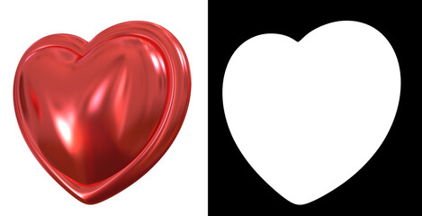 red metallic heart 3d render 4k