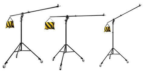 Fototapeta na wymiar Photo studio boom with lightstand isolated on white background.