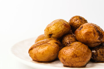 Boiled egg potatoes on a white background