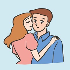 cute cheek kissing romantic illustration hand drawn