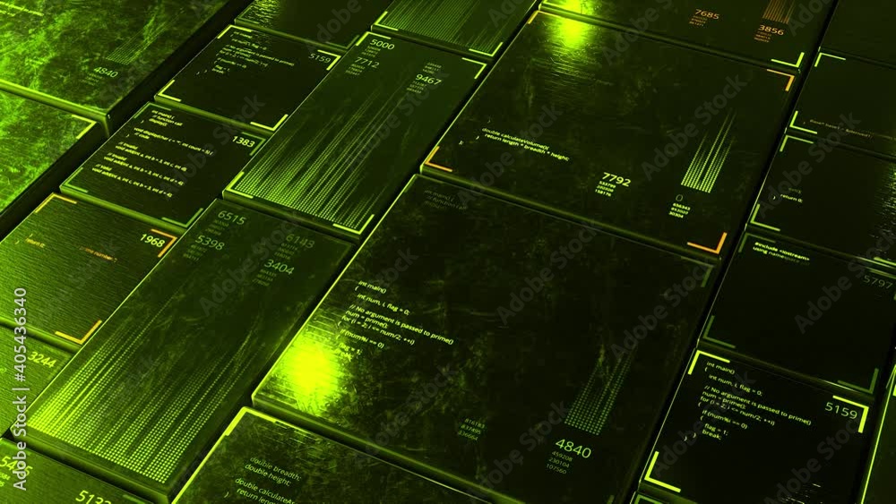 Aufkleber abstract visualization of digital big data analytics and scanning, seamless loop. animation. softwar